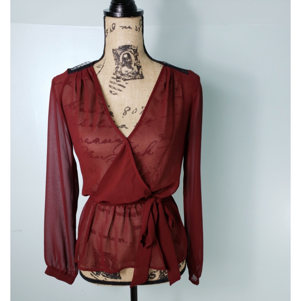 Express Wrap Blouse With Lace Detail